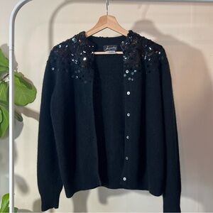Black Angora Lambswool Sequin Women's Sweater